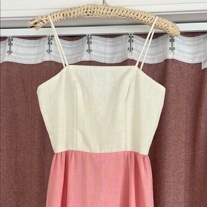Vintage House of Bianchi Cream and Pink Spaghetti Strap Dress